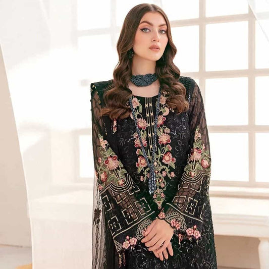 Black Color Pakistani Salwar Kameez In Georgette Embroidered