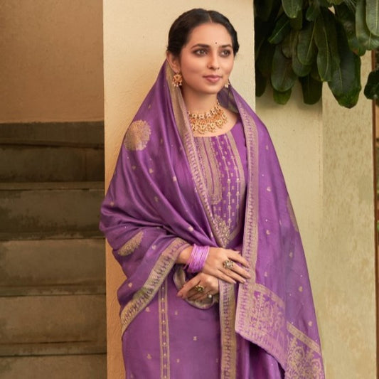 Purple Pure Dola Jacquard Exclusively Trending Salwar Suit