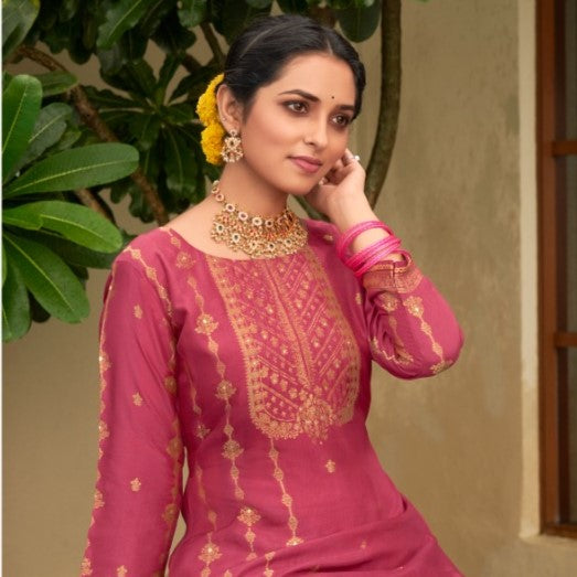 Pink Pure Dola Jacquard Exclusively Trending Salwar Suit