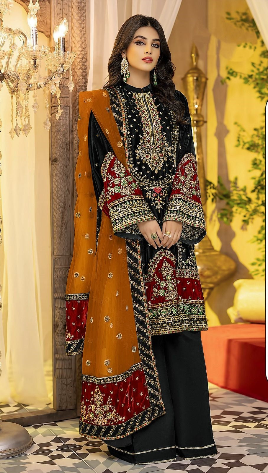 Embroidered Velvet Collection Heavy Embroidery Designer Pakistani Suit