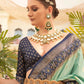 Blue Festive Wear Patola Silk Saree With Belt