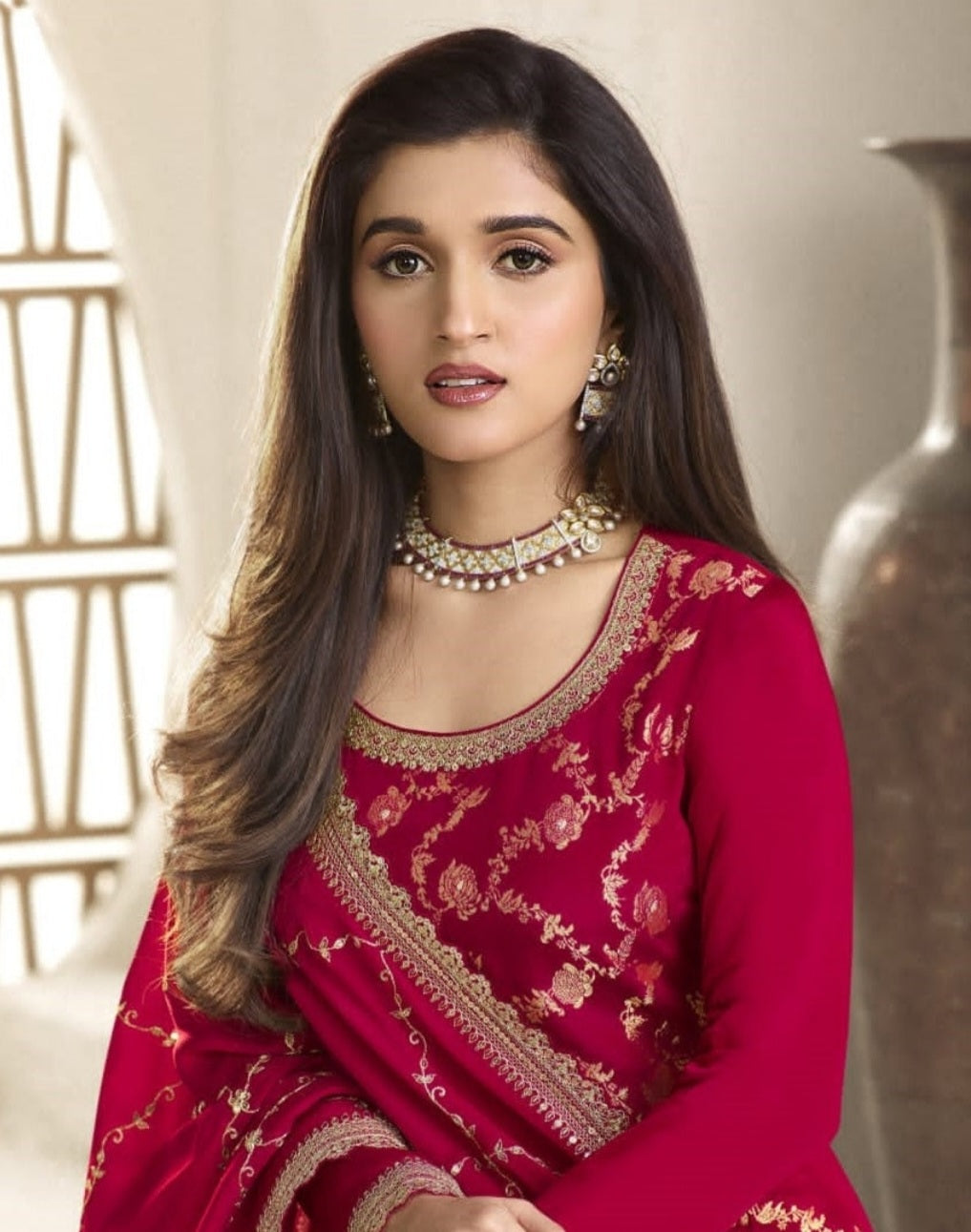 Red Festive Wear Heavy Designer Sarara Kameez Suit