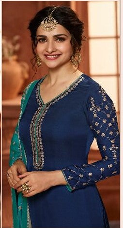 Blue Colored Party Wear Embroidery Salwar Suit