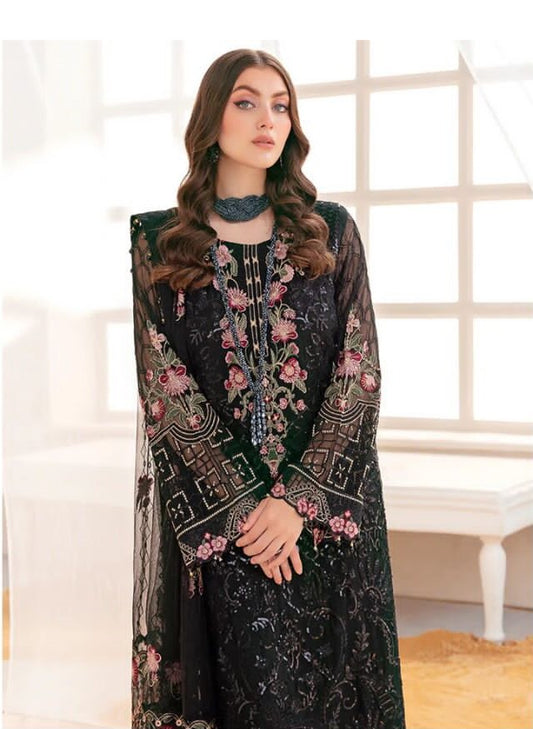Black Colour Pakistani Salwar Kameez In Georgette Embroidered