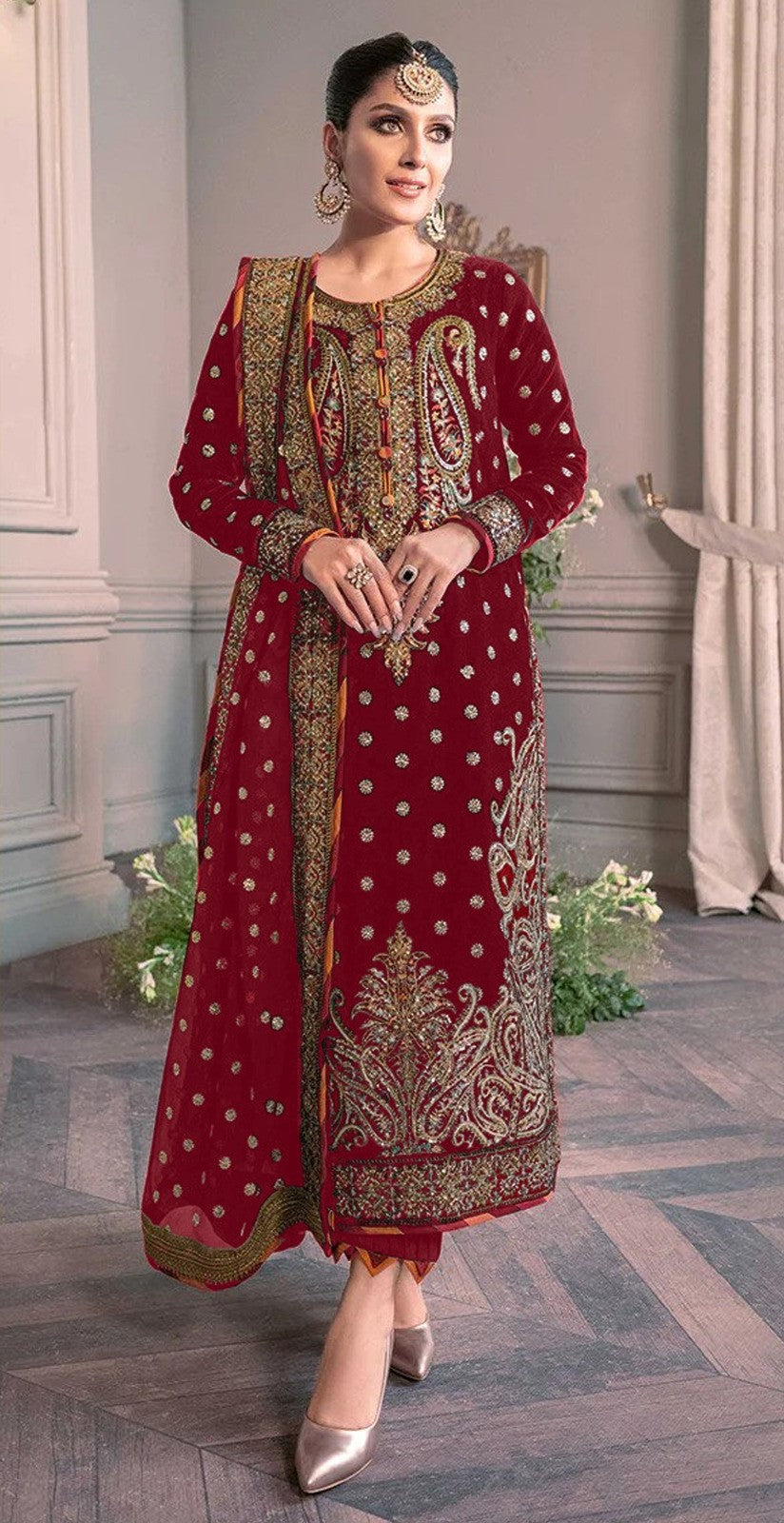 Maroon And Red Colour Salwar Suit Latest Design 2021 – Kaleendi