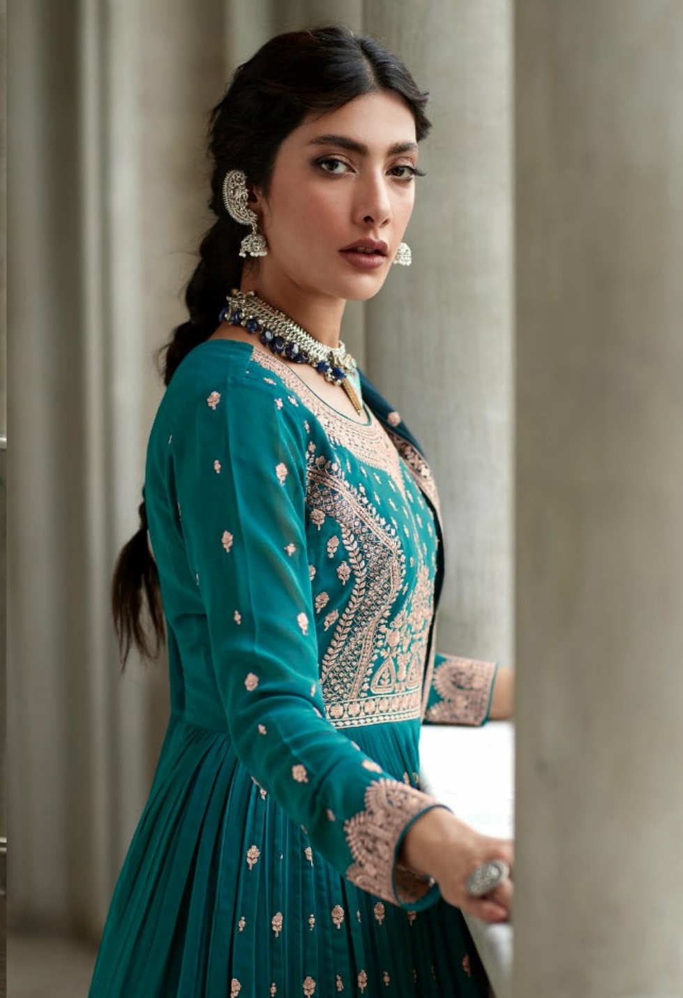 Semi Stitched #SkyBlue #Banarasi #Silk Sharara Salwar Suit  #punjabishararasuit #salwarkameez #sharara #… | Designer lehenga choli,  Long choli lehenga, Lehenga choli