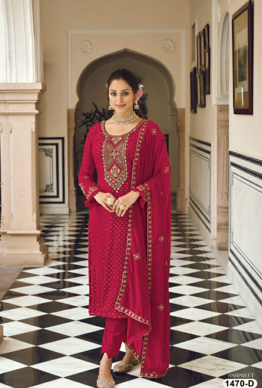 Bridal Pink Wedding Wear Sequence Embroidered Pant Style Designer Suit