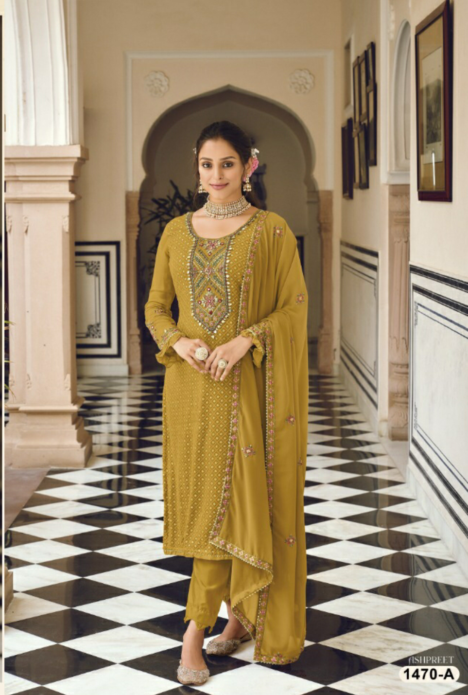 Mustard Color Wedding Wear Sequence Embroidered Pant Style Designer Suit