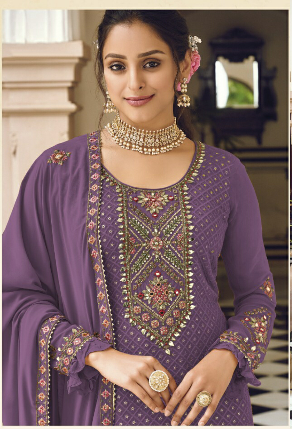 Designer Anarkali Suit In Purple Color