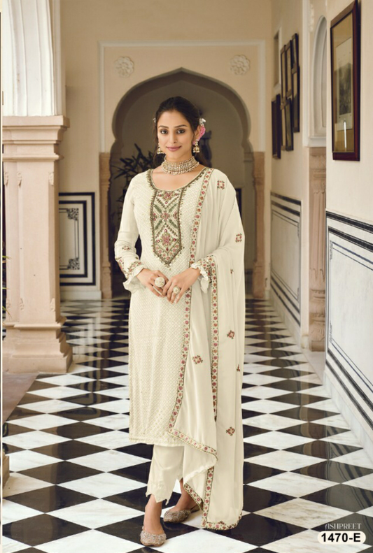 Off White Partywear Sequence Embroidered Pant Style Designer Suit