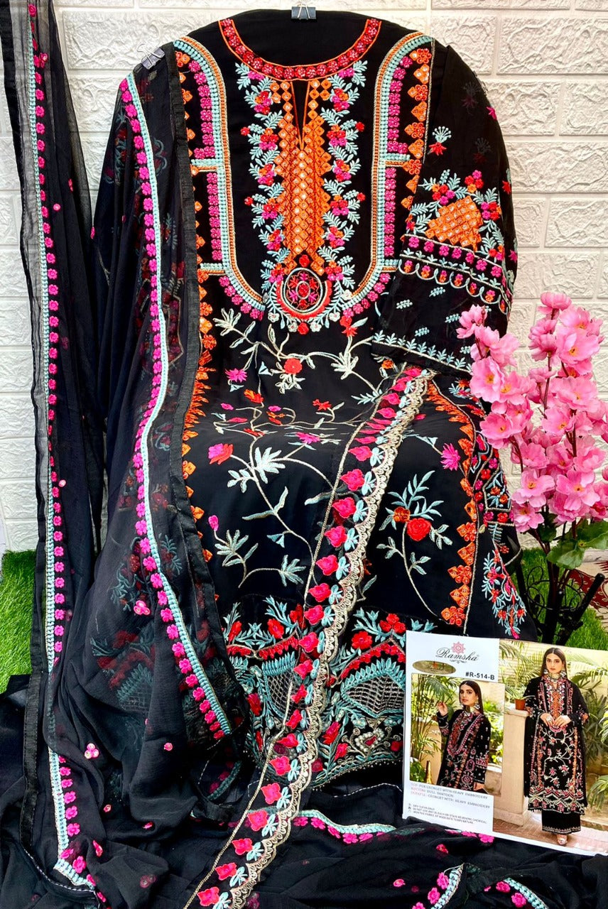 Black Embroidery Georgette Pakistani Suit – Apparel Designer