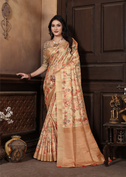 Orange Woven Design Zari Pure Silk Banarasi Saree