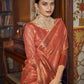 Light Red Woven Zari Work Banarasi Copper Tissue Silk Saree