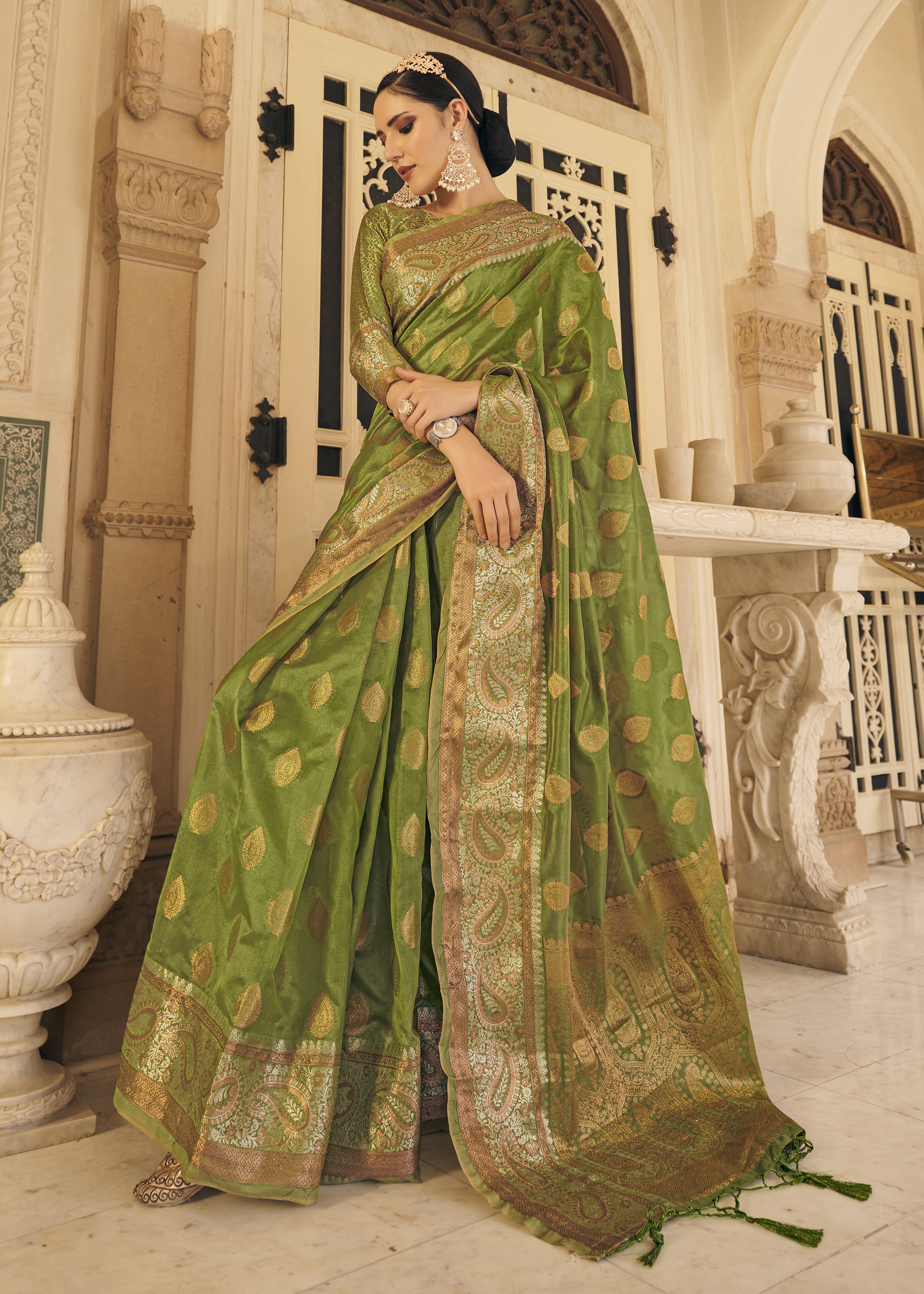 Buy CHARUKRITI Black & Copper Linen Woven Saree With Unstitched Blouse for  Women Online @ Tata CLiQ