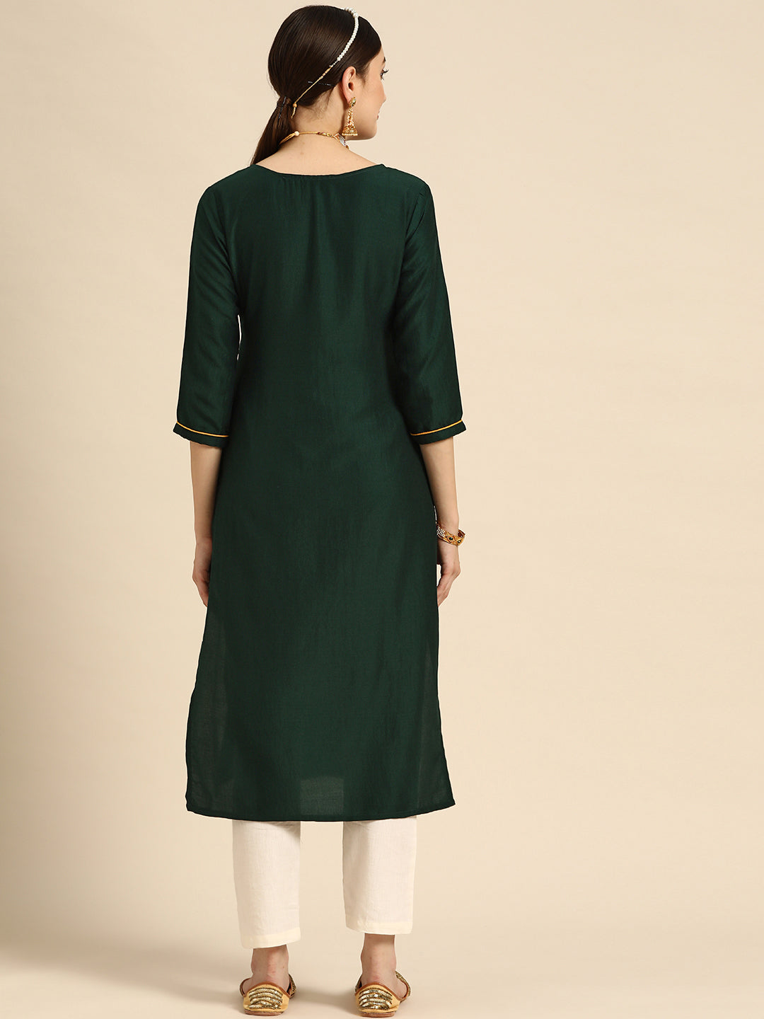 Rayon Party Wear MIRROR EMBROIDEREY KURTI FOR WOME (GREEN)N, Size: M-XXL,  Wash Care: Handwash at Rs 255 in Jaipur