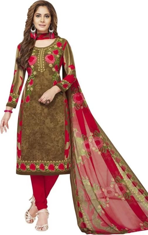 Pink Digital Print Faux Crepe Salwar Suit -
